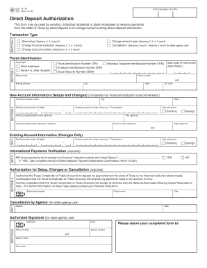 Texas Direct Deposit Authorization Form