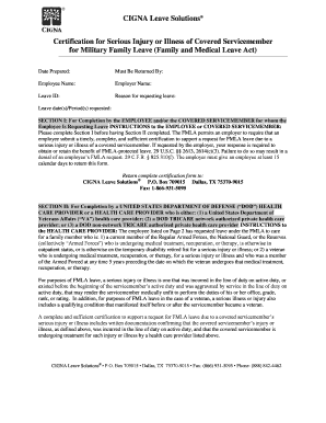 FMLA Certification for Serious Injury or Illness of Covered Servicemember