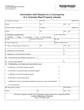 Colorado Real Property Transfer Form DR 1083
