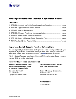 Washington Massage Practitioner License Application