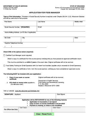 Wisconsin Food Manager Application