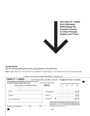 Ohio IT 1140ES Estimated Withholding Tax Payment Coupon