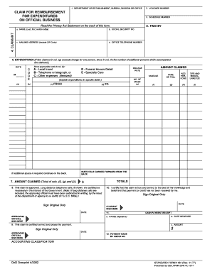 US Federal Travel Expense Reimbursement Form