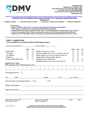 Nevada Trailer Inspection and Affidavit Form