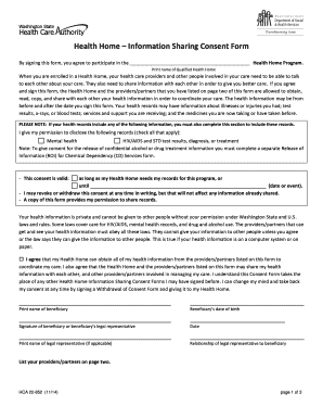 Health Home Information Sharing Consent Form