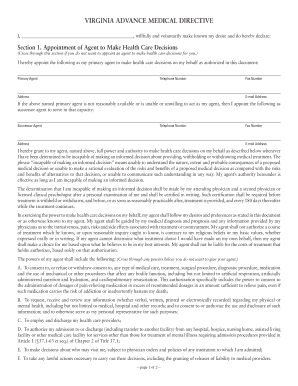 Virginia Advance Medical Directive