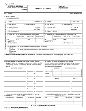 Michigan Family Division Financial Statement
