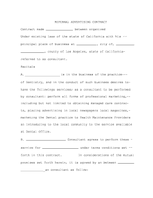 Referral Advertising Contract