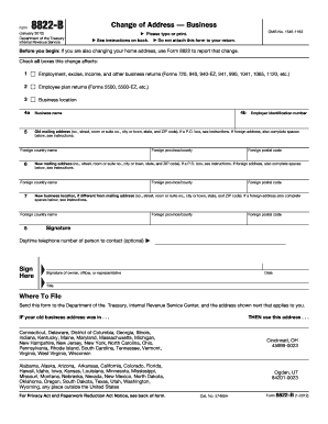 IRS Form 8822-B Change of Address Business