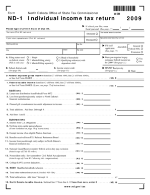 North Dakota Individual Income Tax Return 2009