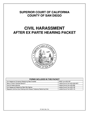 California Civil Harassment Restraining Order After Hearing Packet