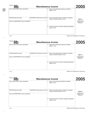 Wisconsin Form 9b Miscellaneous Income 2005