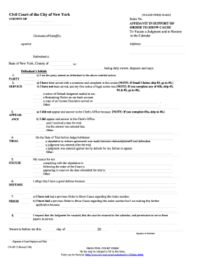 Affidavit in Support of Order to Show Cause