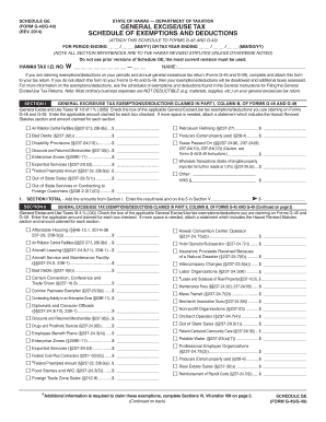 Hawaii General Excise/Use Tax Exemptions and Deductions Form