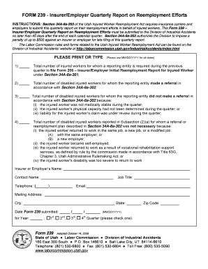 Utah Insurer Employer Quarterly Reemployment Report