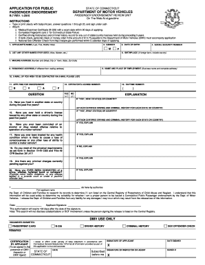 Connecticut Public Passenger Endorsement Application
