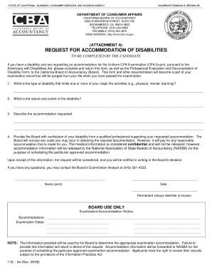 Request for Accommodation of Disabilities