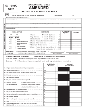 New Jersey Amended Income Tax Return