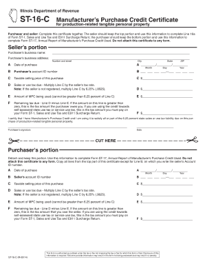 Illinois Manufacturer's Purchase Credit Certificate