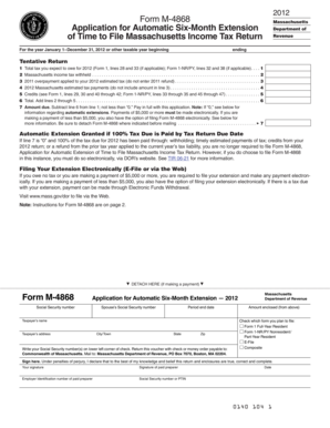Massachusetts Form M-4868