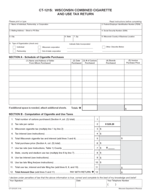 Wisconsin Combined Cigarette and Use Tax Return