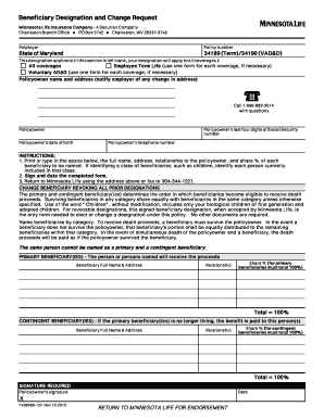 Beneficiary Designation and Change Request Form