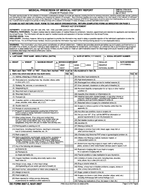 DD Form 2807-2 Medical Prescreen