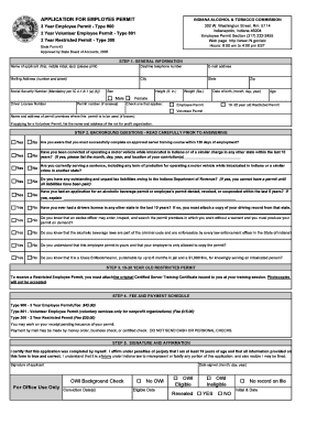 Indiana Alcohol and Tobacco Employee Permit Application