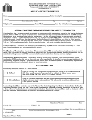 Teacher Retirement System of Texas Refund Application