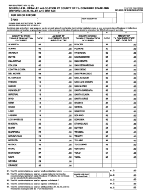California Uniform Local Sales and Use Tax Schedule B