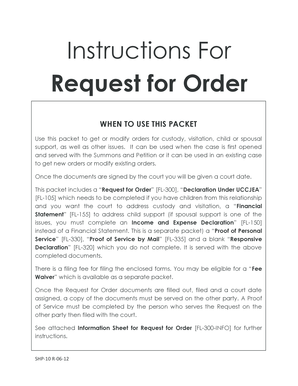 California Request for Order