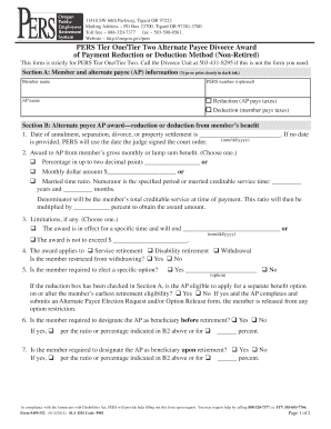 PERS Tier One/Tier Two Divorce Award Form