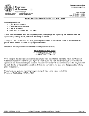 STUDENT LOAN APPLICATION INSTRUCTIONS