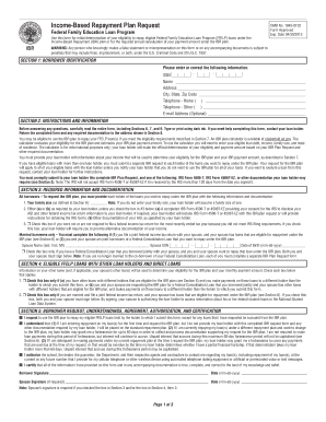 Income-Based Repayment Plan Request Form