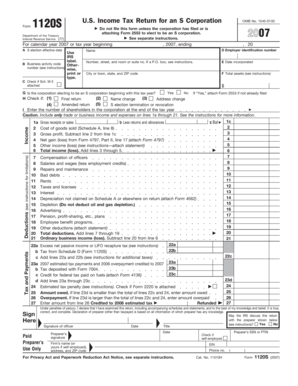 US Federal S Corporation Tax Return Form 1120S