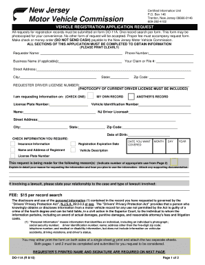 New Jersey Duplicate Vehicle Title Application