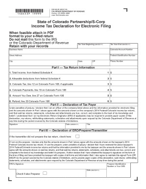 Colorado Partnership/S-Corp Income Tax Declaration