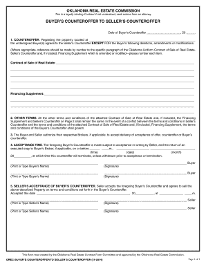 Oklahoma Real Estate Buyer's Counteroffer