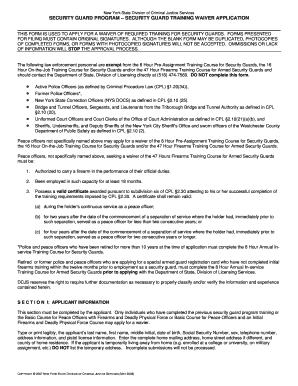 New York Security Guard Training Waiver Application
