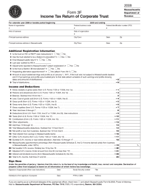 Massachusetts Form 3F Corporate Trust Income Tax Return