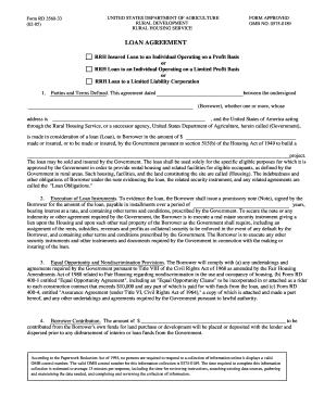 USDA Rural Housing Service Loan Agreement