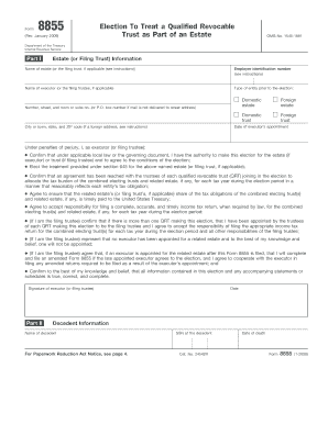 Form 8855 Election To Treat a Qualified Revocable Trust as Part of an Estate