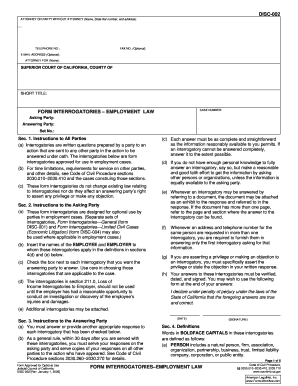 Form Interrogatories – Employment Law