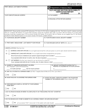 Veteran Verification Report Form