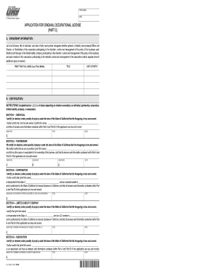 California Occupational License Application