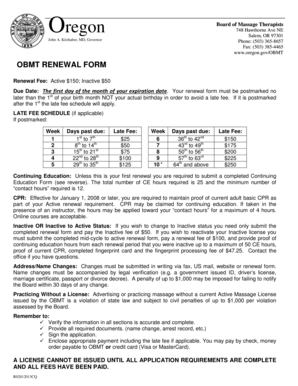 Oregon Massage Therapist Renewal Form