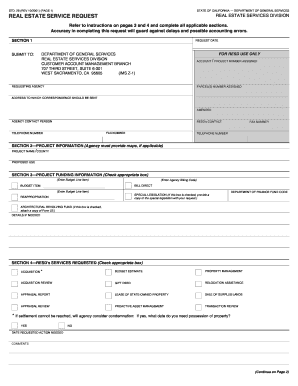 California Real Estate Service Request Form