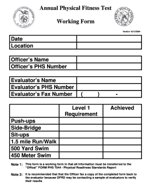 Physical Readiness Standards Report