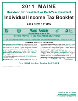 Maine Individual Income Tax Long Form 1040ME