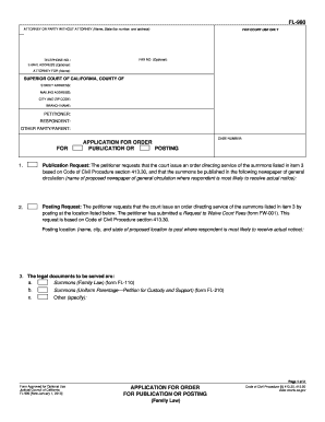 California Application for Order for Publication or Posting